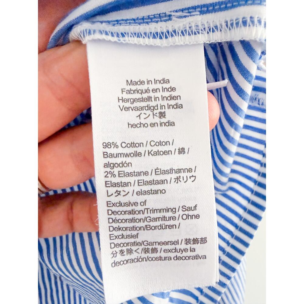 J Crew Factory | NWOT Embroidered Stripe Button Up Shirt Blue White | Sz S - Picture 5 of 9